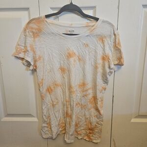 PINK Victoria's Secret White Tee with Orange Tie-Dye